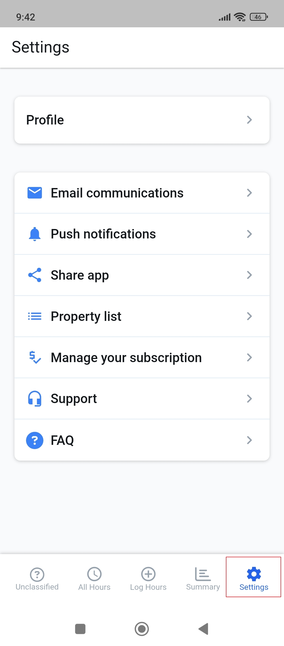 Open settings from navbar